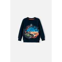 HOT WHEELS - Buzo de azul oscuro cerrado para niño 2T a 5T