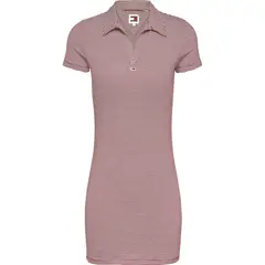 TOMMY HILFIGER - Vestido vino tipo polo de rayas Tommy Jeans