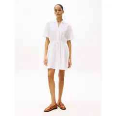 TOMMY HILFIGER - Minivestido blanco camisero de puro lino
