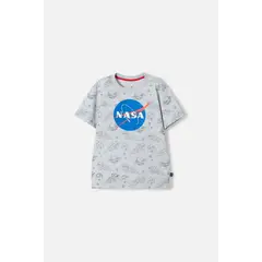 NASA - Camiseta de manga corta gris para niño