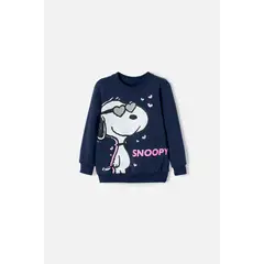 SNOOPY - Buzo de cerrado azul para niña 2T a 5T