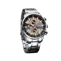 CURREN - Reloj 8351 Cronógrafo En Acero Para Hombre Plateado - Marrón