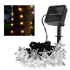 GENERICO - Lineal De Panel Solar Estrellitas 50 Led 7,5mt Luces Navideñas Cálido