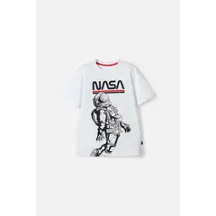 NASA - Camiseta de la manga corta blanco para niño