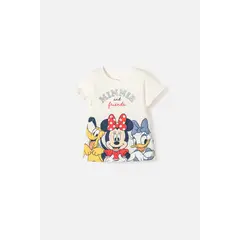 DISNEY - Camiseta de Minnie Mouse manga corta marfil para niña 2T a 5T