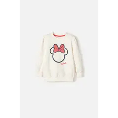 DISNEY - Buzo de Minnie Mouse cerrado marfil para niña 2T a 5T