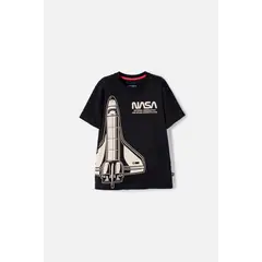 NASA - Camiseta de la manga corta negro para niño