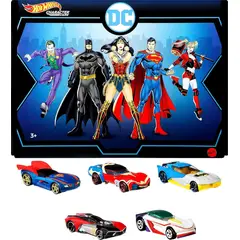MATTEL - Carros Hot Wheels Coches 5 Autos Dc Comics Super Man Batman