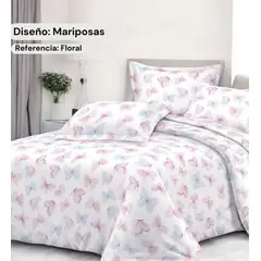 SIRENITAS - Juego de sabanas Cama Doble Mariposas Rosas y Azul