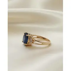 VERAMOREST - Anillo Zafiro Real Con Baño De Oro Dorado