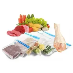 GENERICO - 5 Bolsa Cierre Y Empaque Al Vacío Comida 21x22cm Mas 1 Bomba