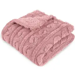 SIRENITAS - Cobija térmica sherpa 2.40x2m Cama Doble o 2 plazas Tejido Rosa