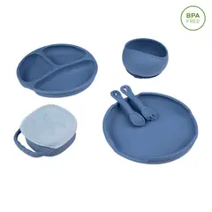 CARESTINO - Set de Alimentación de Silicona Foodie Azul Grisaceo