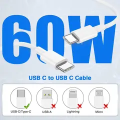 GENERICO - Cable Usb Tipo C, Datos, Carga Rápida, 2 Metros Blanco