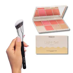 MONTOC MAKEUP - Paleta De Rubores Montoc 8 Tonos Brocha Maquillaje Impecable