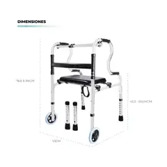 GENERICO - Caminador Ortopédico Doble Mango Plegable Con Ruedas