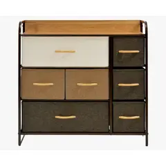 GENERICO - Mueble Buro Organizador Comoda Metal 7 Cajoneras Tela Color Café