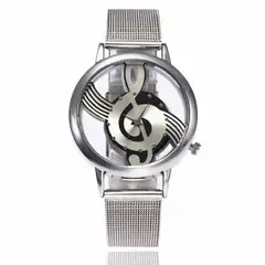 100 - Reloj Nota Musical con Correa de Malla Milanesa