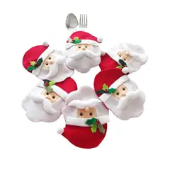 ARTESANAL - PORTACUBIERTOS NAVIDEÑOS DE PAPA NOEL POR 6 UNIDADES