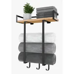 GENERICO - Toallero Hotelero Organizador Soporte Toalla Baño Negro