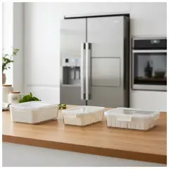 GENERICO - Set de Contenedores para Organizar Alimentos en la Nevera x 3 Unidades