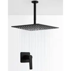 GENERICO - Kit Ducha Regadera 20cm Negra Matte Registro Agua Fria Gv Negro Mate