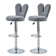 GENERICO - Setx2 Silla Bar Butaco Tela Ovejera Giratoria Cocina Refgiro Gris