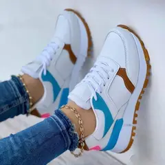 NACIONAL - Tenis Blanco Azul Dama Zapatillas Zapatos Mujer Lindos Moda Casual