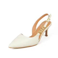 VIZZANO - Tacon Medio Slingback Blanco-Marfil Croco