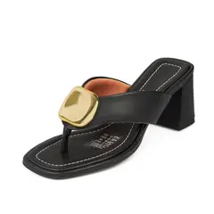 VIZZANO - Sandalia Tacon Medio Cuadrado Negro