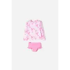 LITTLEMIC - Vestido de baño multicolor manga larga para niña 2T a 5T
