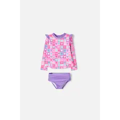 LITTLEMIC - Vestido de baño multicolor de dos piezas para niña 2T a 5T