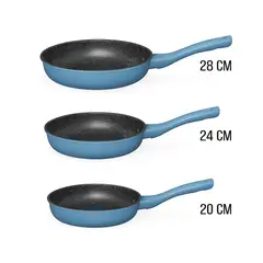 KITCHENWARE - SET X 3 SARTENES SKY KW EN ALUMINIO FORJADO(20, 24 Y 28CMS)