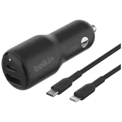 BELKIN - Cargador de Carro Duo 42W con Cable USB-C a Lightning