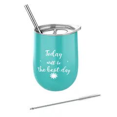 VERAMOREST - Termo Vaso Azul + Pitillo y Limpia Pitillo