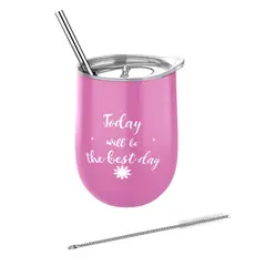 VERAMOREST - Termo Vaso Rosa + Pitillo y Limpia Pitillo