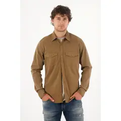 TENNIS - Camisa en dril con bolsillos verde para hombre