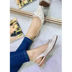 BALLERINA - Baleta Dama Bailarina Charol Mujer Bordada- Beige