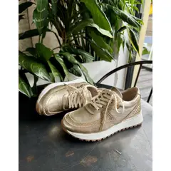 CALZADO BONT - Tenis Dorado Mujer En CUERO Deportivo Bont Catania