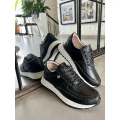 CALZADO BONT - Tenis Negro Mujer En CUERO Deportivo Bont Catania