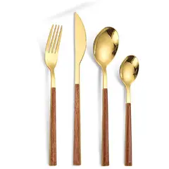 ALUMAR - SET CUBIERTOS 16 PZ 4 PTOS GOLD BAMBU