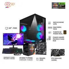 AMD - PC GAMER RYZEN 7 5700G/RTX 3050 6GB/16GB RAM/1.5TB/MONITOR 22"/COMBO GAMER