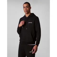 CALVIN KLEIN - Buzo negro de felpa con logotipo bordado