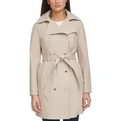 CALVIN KLEIN - Chaqueta beige trench softshell de doble botonadura