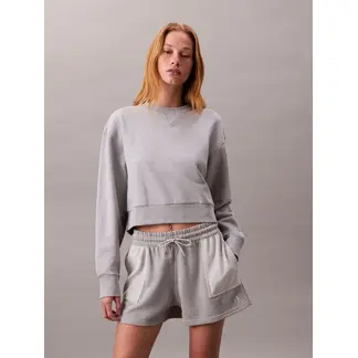 CALVIN KLEIN - Saco gris cropped con logo en insignia