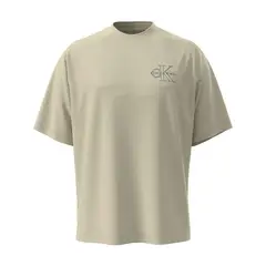 CALVIN KLEIN - Camiseta beige con gráfico de monograma