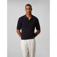 CALVIN KLEIN - Polo azul de algodón con efecto waffle