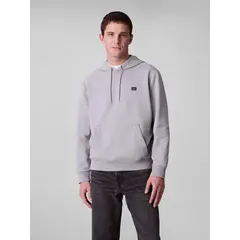 CALVIN KLEIN - Buzo gris de felpa con logotipo bordado