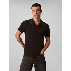 CALVIN KLEIN - Polo negro de manga corta en tejido piqué