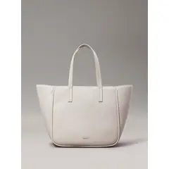 CALVIN KLEIN - Bolso blanco tote refine con detalle trenzado